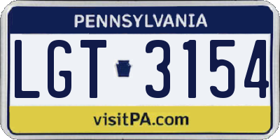 PA license plate LGT3154