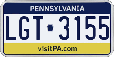 PA license plate LGT3155