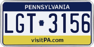 PA license plate LGT3156