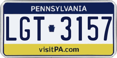 PA license plate LGT3157