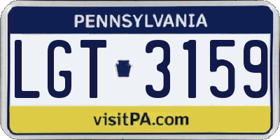 PA license plate LGT3159