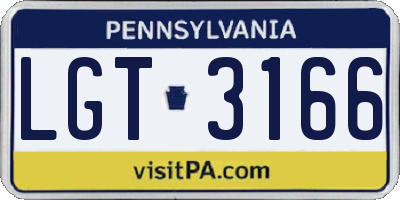 PA license plate LGT3166