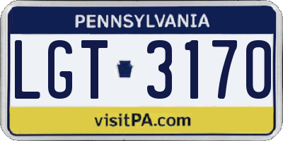 PA license plate LGT3170