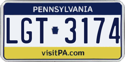PA license plate LGT3174
