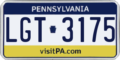 PA license plate LGT3175