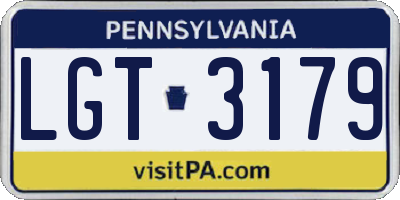 PA license plate LGT3179