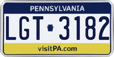 PA license plate LGT3182