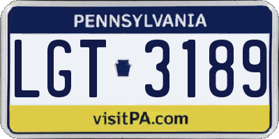 PA license plate LGT3189
