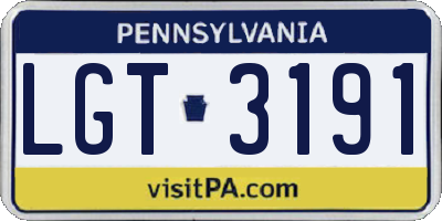 PA license plate LGT3191
