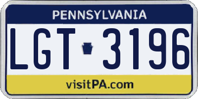 PA license plate LGT3196