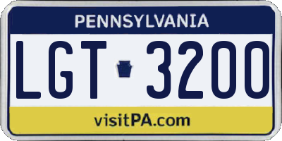 PA license plate LGT3200