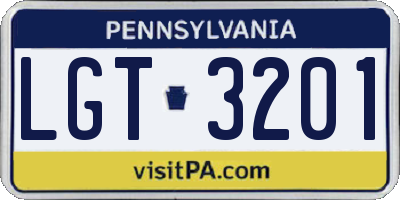 PA license plate LGT3201