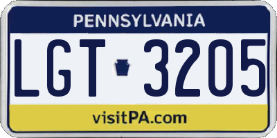 PA license plate LGT3205