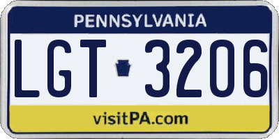 PA license plate LGT3206