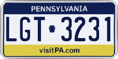 PA license plate LGT3231