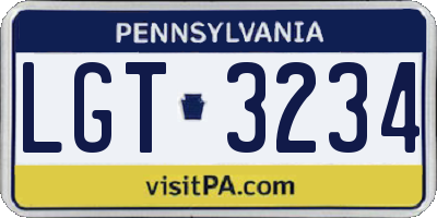 PA license plate LGT3234