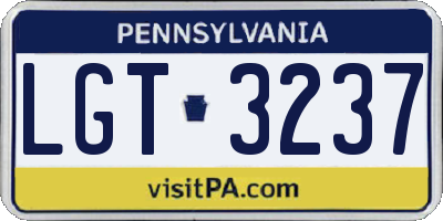 PA license plate LGT3237