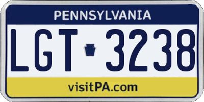 PA license plate LGT3238