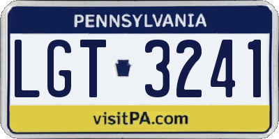 PA license plate LGT3241