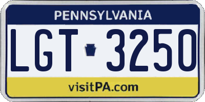 PA license plate LGT3250