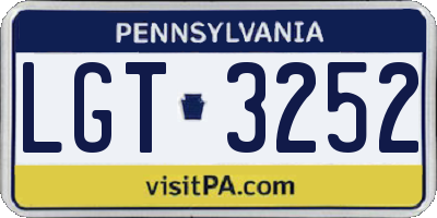 PA license plate LGT3252