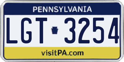 PA license plate LGT3254