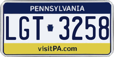 PA license plate LGT3258