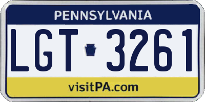 PA license plate LGT3261