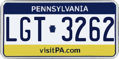 PA license plate LGT3262