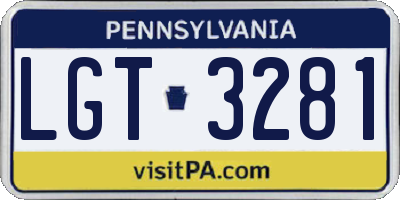 PA license plate LGT3281