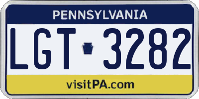 PA license plate LGT3282