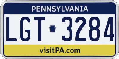 PA license plate LGT3284