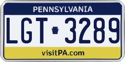 PA license plate LGT3289