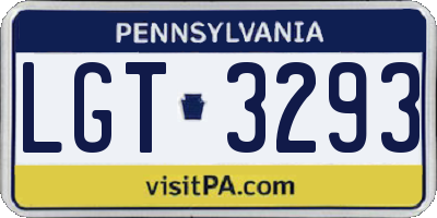 PA license plate LGT3293