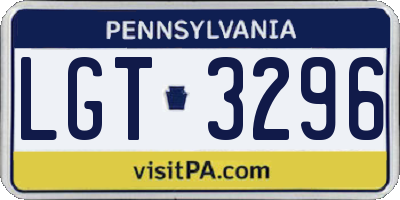 PA license plate LGT3296