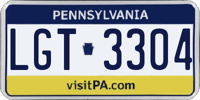 PA license plate LGT3304