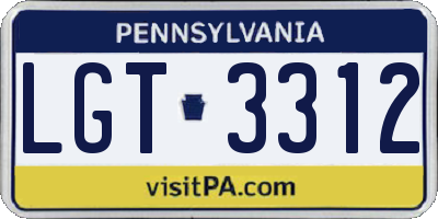 PA license plate LGT3312