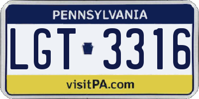 PA license plate LGT3316