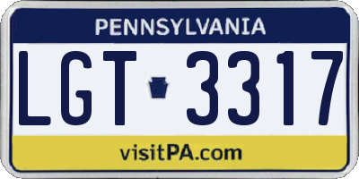 PA license plate LGT3317