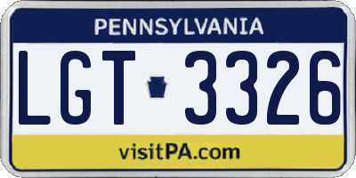 PA license plate LGT3326