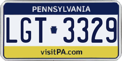 PA license plate LGT3329
