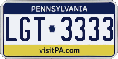 PA license plate LGT3333