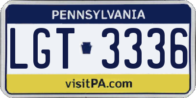 PA license plate LGT3336