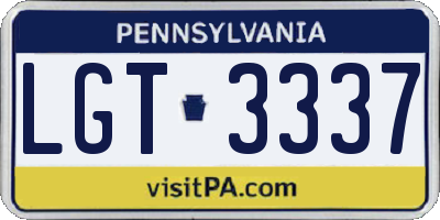 PA license plate LGT3337