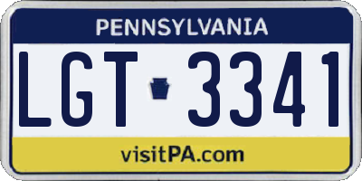 PA license plate LGT3341