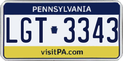 PA license plate LGT3343