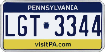 PA license plate LGT3344