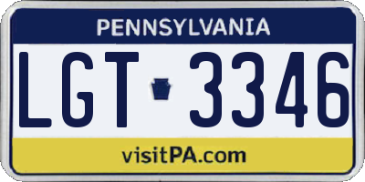 PA license plate LGT3346