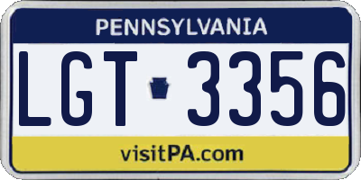 PA license plate LGT3356