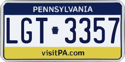 PA license plate LGT3357